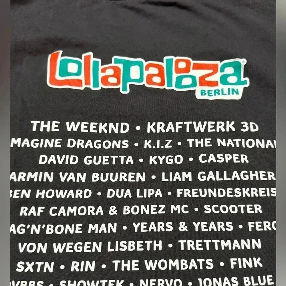 Lollapalooza T-Shirt Berlin 2018 Unisex XL EUC 100% Organic Cotton Music Concert - Picture 10 of 10
